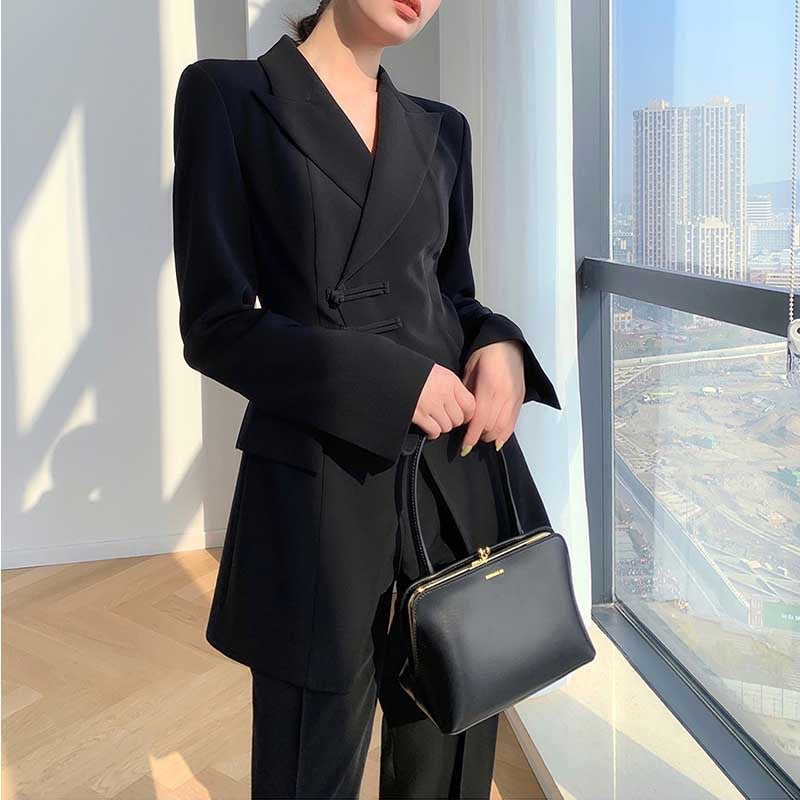 Damen zeitgenössischer taillierter Doppelreiher Blazer WW