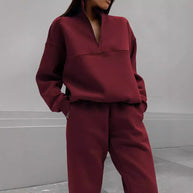 Damen entspannter Oversized Pullover mit halbem Reißverschluss und bequemen Bündchen WW