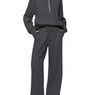 Damen sportliches Sweatset mit hohem Kragen und weitem Bein WW