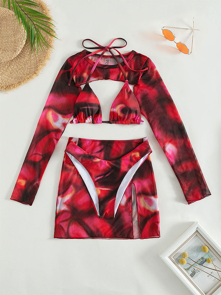 Damen Sport-Bikini-Set mit langen Ärmeln und modischem Schnitt WW