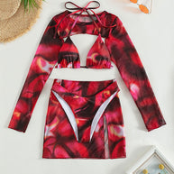 Damen Sport-Bikini-Set mit langen Ärmeln und modischem Schnitt WW