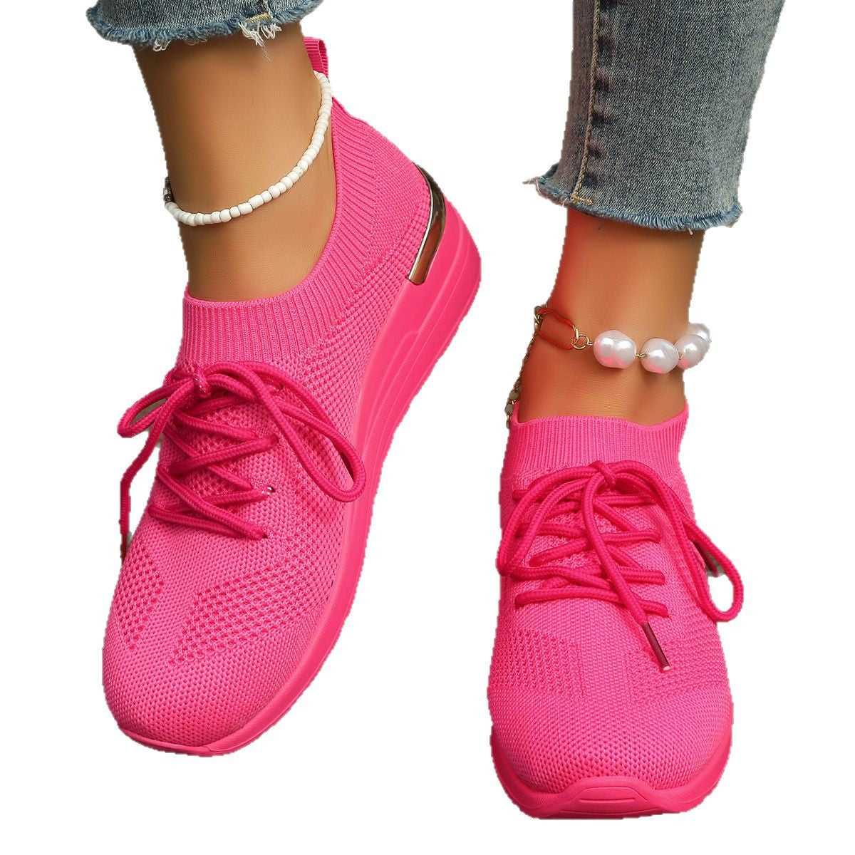 Damen bequeme Sport-Sneaker mit atmungsaktivem Obermaterial und eleganter Plateausohle WW