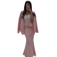 Damen Stretch Maxi-Rock und Cardigan Kombination WW