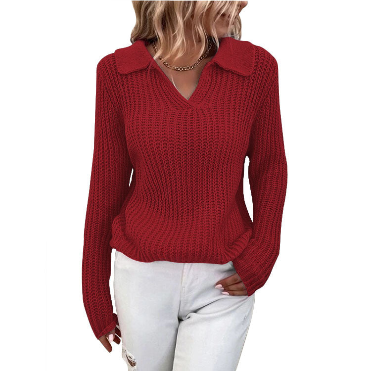 Damen Strickpullover mit strukturiertem Design und modernem V-Ausschnitt WW