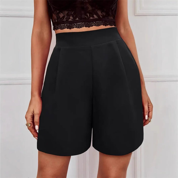 Damen Elegante High-Waist Shorts mit dekorativen Falten W&W Mode