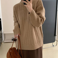Damen Strickpullover mit strukturierter Zopfmusterung und lässigem Schnitt WW