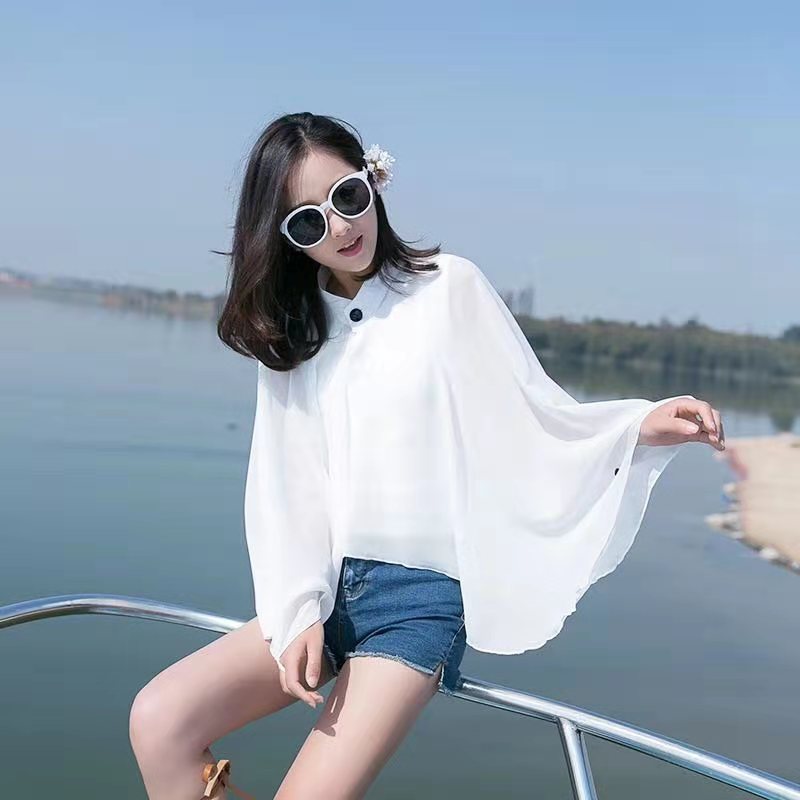 Damen Luftiger Chiffon-Kimono mit weit ausgestellten Ärmeln WW