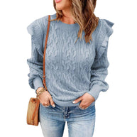 Damen Strickpullover mit Rüschendetails und strukturiertem Design WW