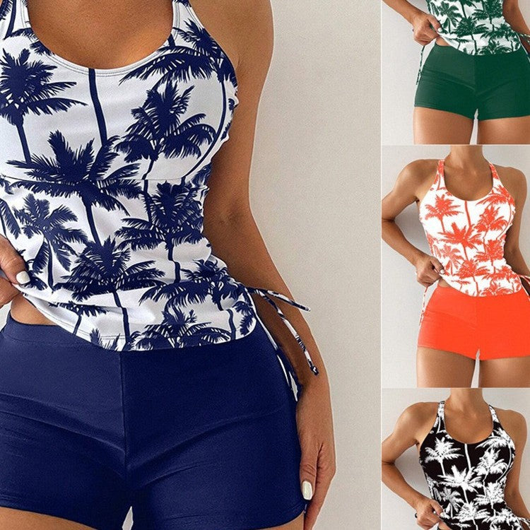Damen Sport Tankini-Set mit floralem Design und kurzen Hosen WW