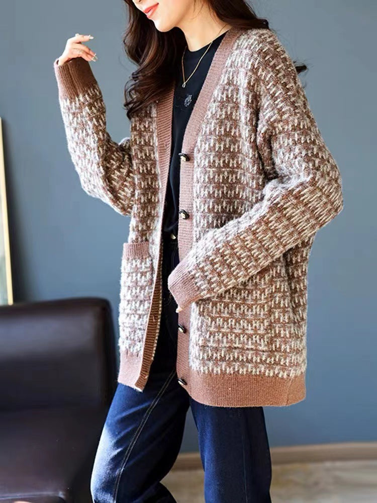 Damen Strickjacke im modernen Graphic-Design WW