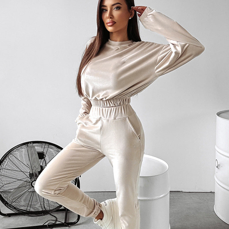 Damen sportliches Cropped 'Lounge-Set' mit elastischem Bund und praktischen Taschen WW
