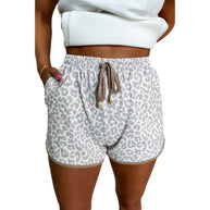 Damen Freizeit-Shorts mit modischem Leopardenmuster und elastischem Bund WW