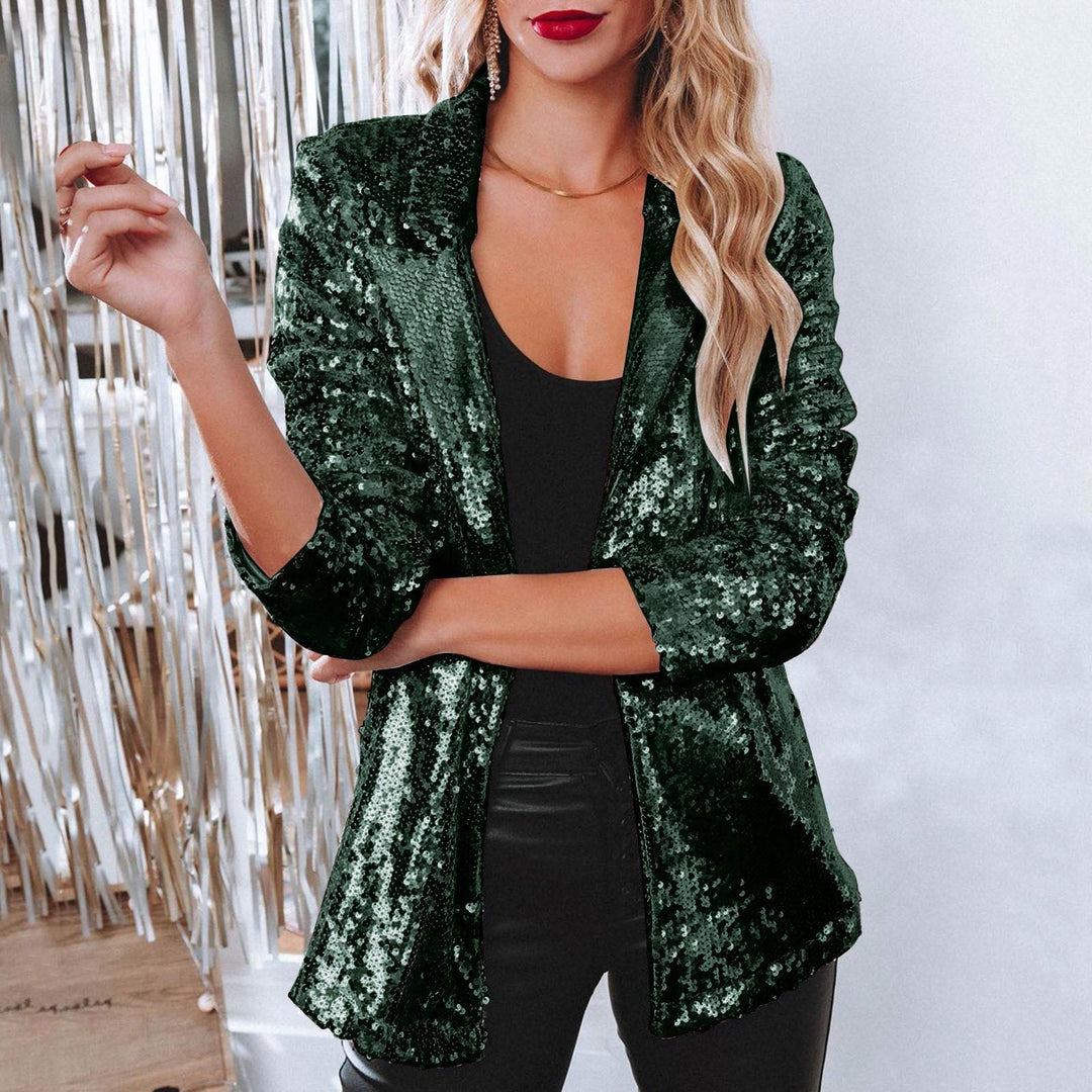 Damen eleganter Paillettenblazer mit schimmerndem Finish W&W Mode