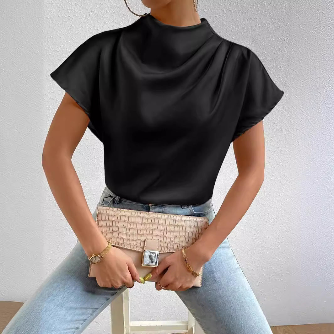 Damen Modisches Satin-Blusenshirt WW