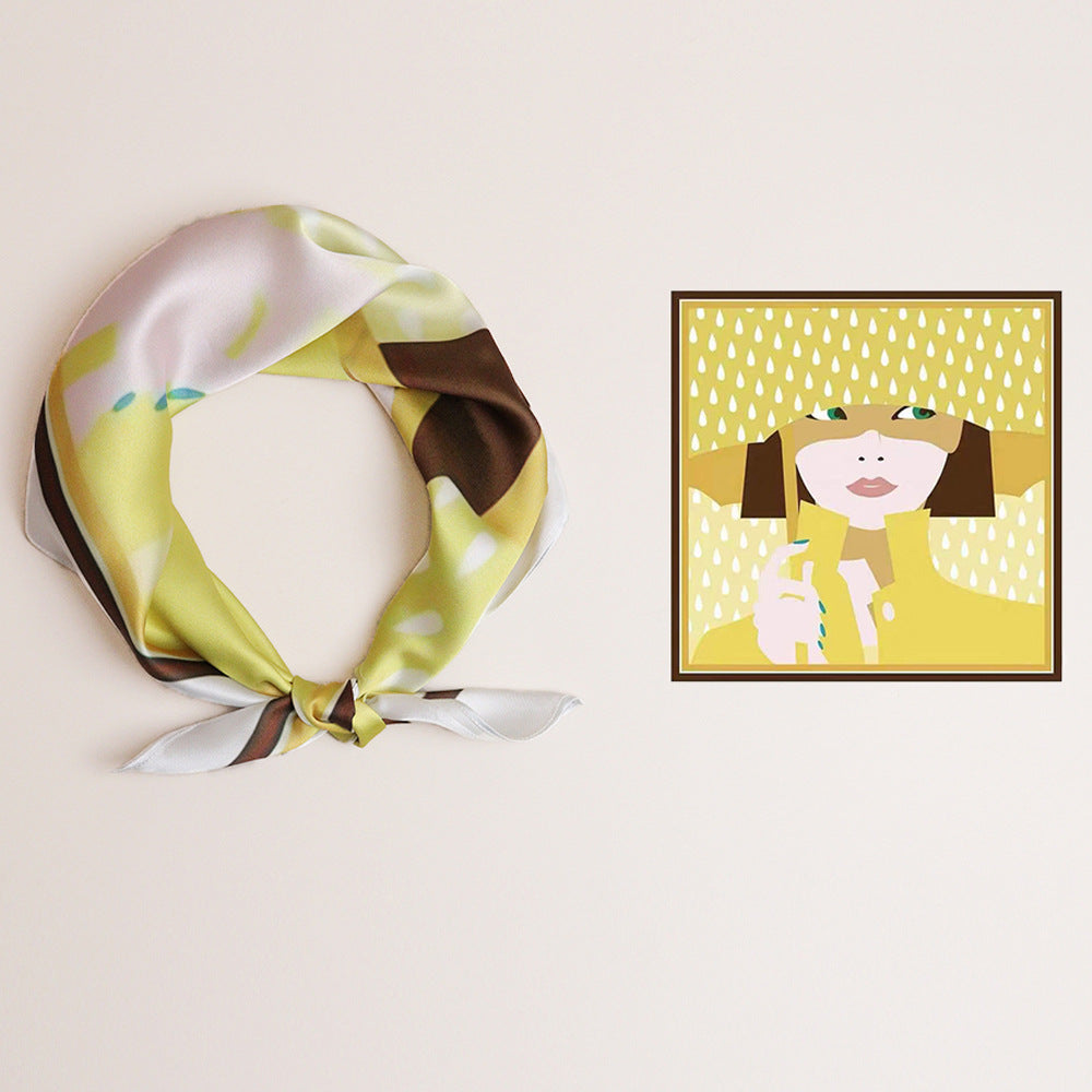 Damen Seidenschal mit modernem grafischen Design und luxuriösem Glanz WW