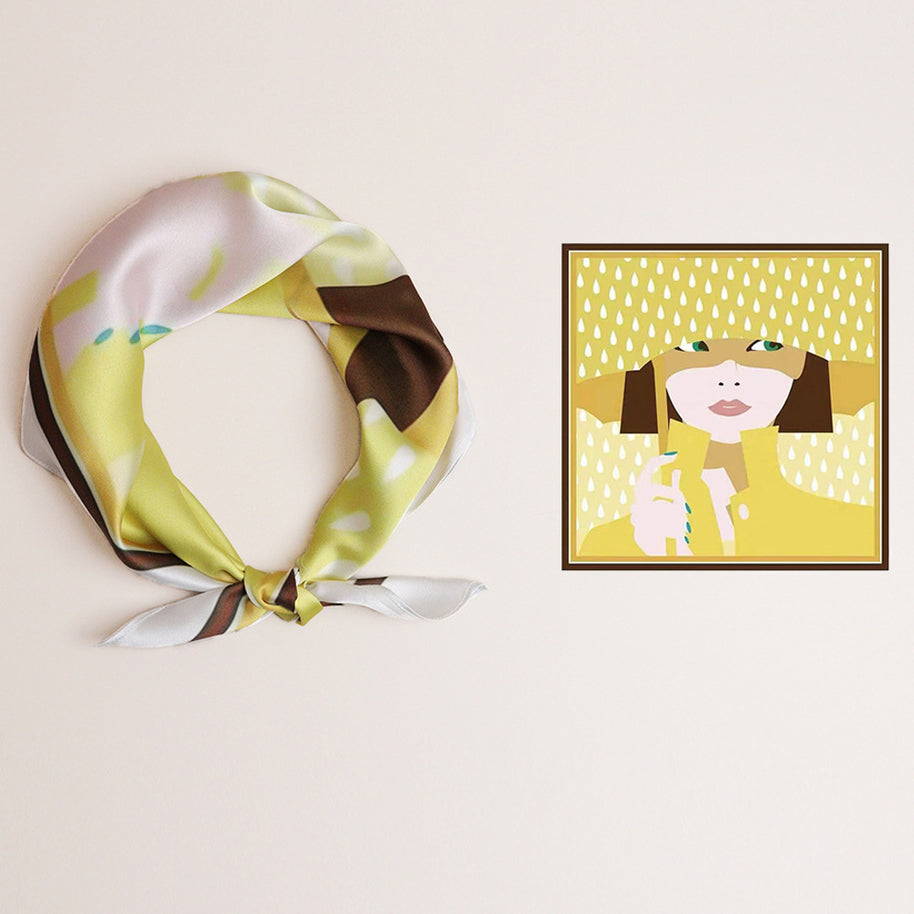 Damen Seidenschal mit modernem grafischen Design und luxuriösem Glanz WW