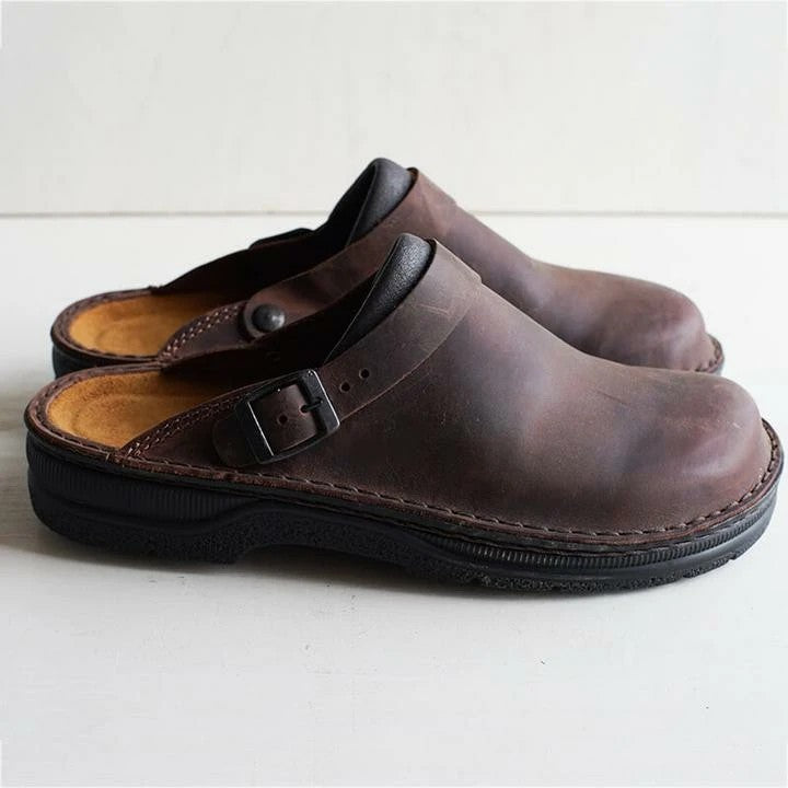 Damen Clogs aus hochwertigem Leder mit verstellbarem Riemen und anatomischem Fußbett WW