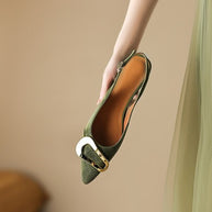 Damen Slingback Ballerinas mit eleganter Schnalle und spitzem Design WW