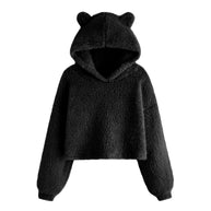 Damen Kuscheliger Fleece Hoodie mit Bärenohren WW