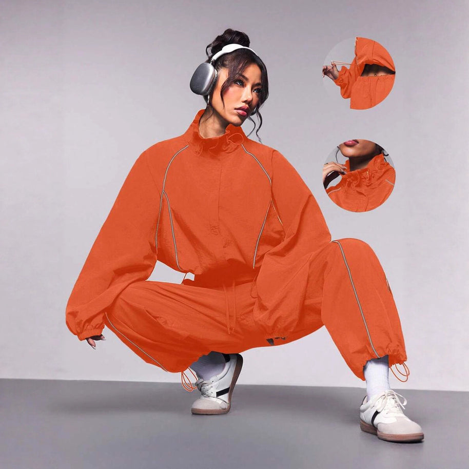 Damen sportlicher Loungewear-Trainingsanzug mit Rüschendetails WW