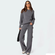 Damen Bequemer Strick-Pullover mit Kapuze WW