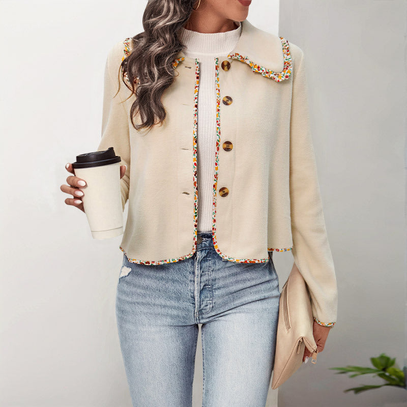 Damen Kurze Jacke mit bunten Akzenten und modernem Kragen WW