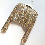 Damen Glitzernde Paillettenjacke mit langem Arm und offenem Schnitt WW