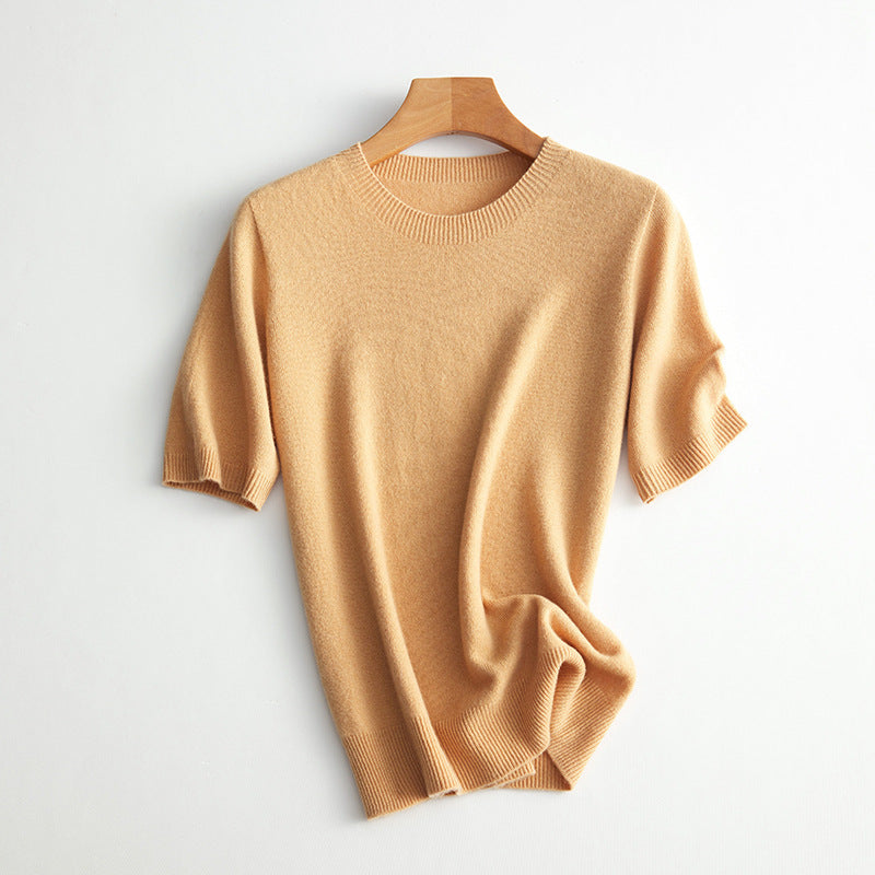 Damen Kurzarm Cashmere-Mix Pullover WW