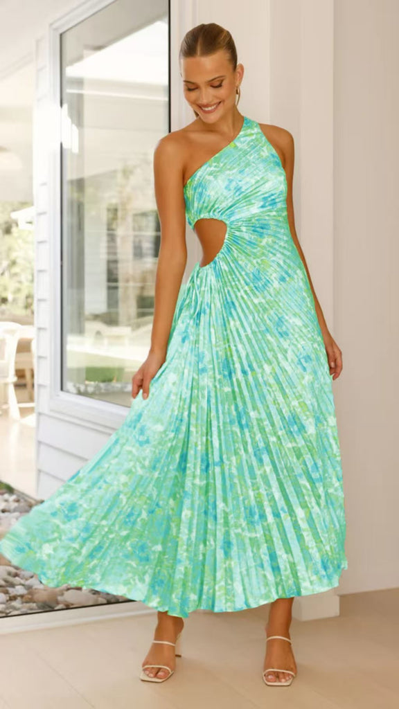 Damen Maxikleid mit raffiniertem Faltenwurf und asymmetrischem Design WW