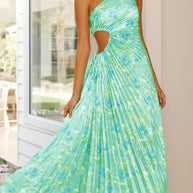 Damen Maxikleid mit raffiniertem Faltenwurf und asymmetrischem Design WW