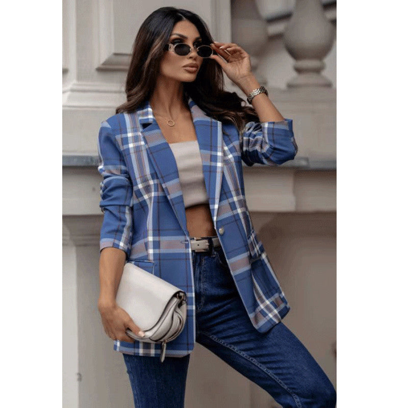 Damen Karierter Blazer WW