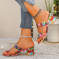 Damen Transparente Sandalen mit bunten, geometrischen Akzenten W&W