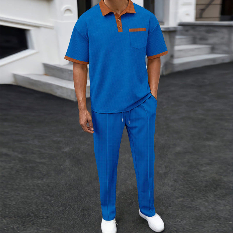 Herren Sportliches Freizeit-Set mit atmungsaktivem Poloshirt und bequemen Jogginghosen WW