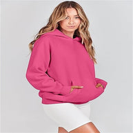 Damen lässiger Kapuzenpullover mit hohem Kragen und praktischen Taschen WW