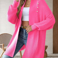 Damen Strickjacke mit dekorativen Knopfdetails und offenem Schnitt WW