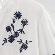 Damen Bestickte Bluse mit Stehkragen und langen Ärmeln WW