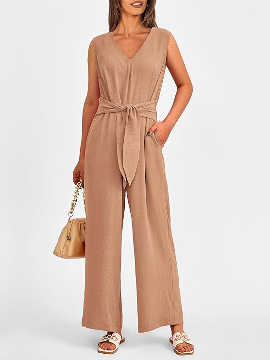 Damen eleganter Jumpsuit mit tailliertem Schnitt und weitem Bein WW