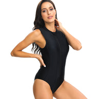 Damen Sportlicher Schwimmanzug mit hochgeschlossenem Reißverschluss WW