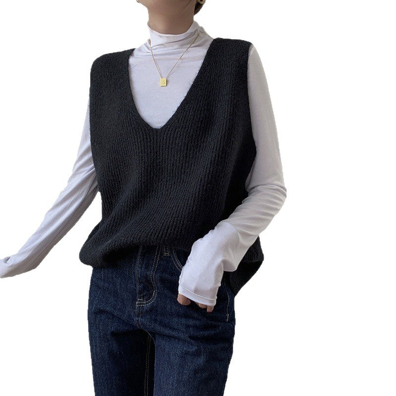 Damen Strickweste mit modernem V-Ausschnitt und feiner Textur WW