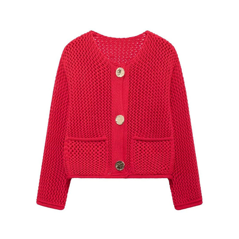 Damen Strickjacke mit offener Maschenstruktur und komfortablen Taschen WW