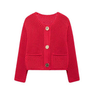 Damen Strickjacke mit offener Maschenstruktur und komfortablen Taschen WW