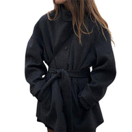 Damen bequeme Trenchcoatjacke mit Gürtel und voluminösen Ärmeln WW