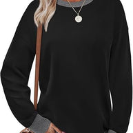 Damen bequemer Sweatshirt mit Raglanärmeln und dekorativem Kragen WW