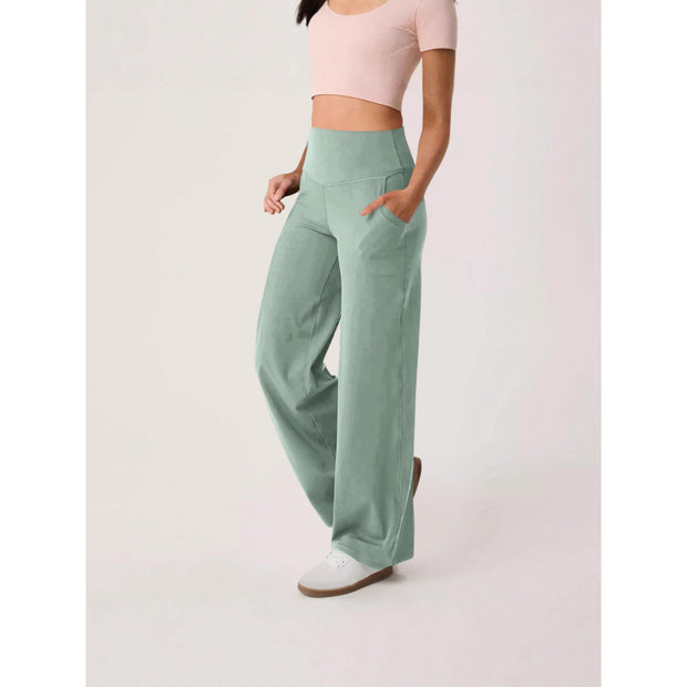 Damen weite High-Waist Freizeithose mit praktischen Taschen WW