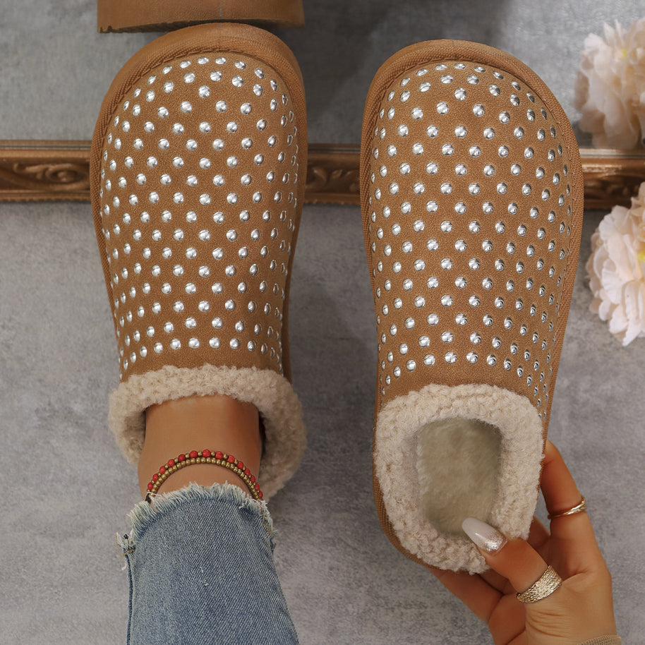 Damen Hausschuhe mit Glitzerakzenten und kuscheligem Innenfutter WW