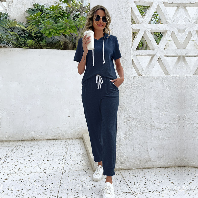 Damen Jumpsuit mit bequemem Kordelzug und lässigem Kurzarmdesign WW