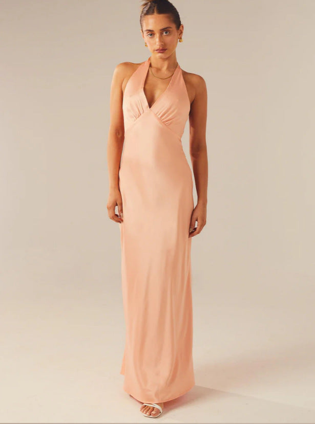 Damen Maxikleid mit elegantem Halterneck-Design und figurformendem Schnitt WW
