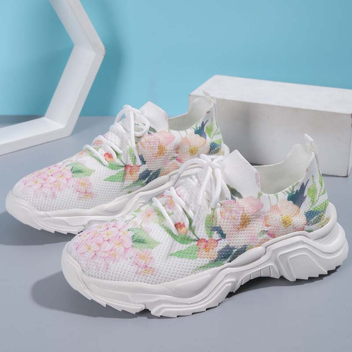 W&W Mode | Breite Sneaker Mit Blumenmuster Für Damen