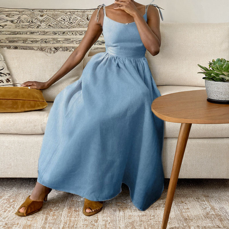 Damen Maxikleid mit verstellbaren Trägern und eleganter Taillierung W&W Mode