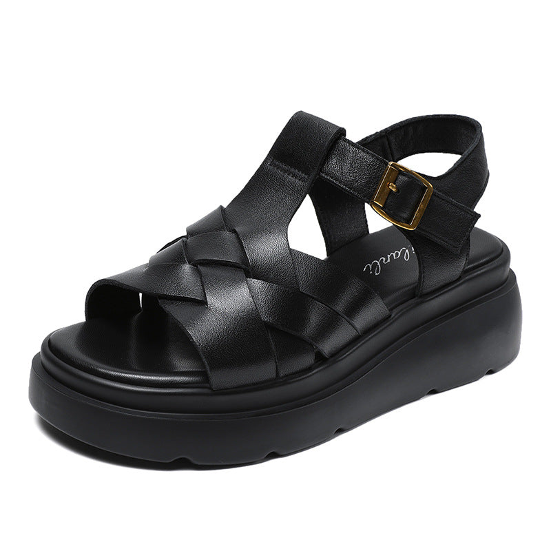 Damen Stilvolle Geflochtene Plateau Sandalen WW